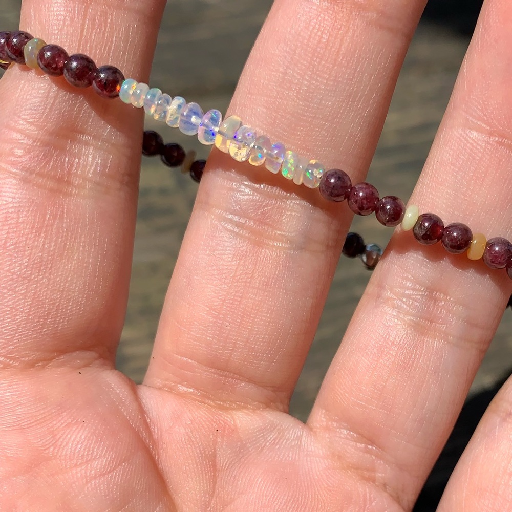 Genuine Opal & Garnet  October Birthstone Bracelet